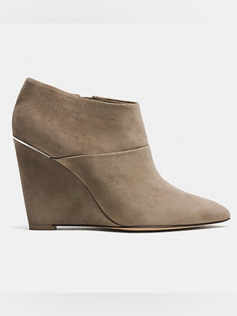 Coach Oakdale Taupe Suede Wedge Ankle Boot